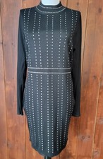 Say What? Womens XL Rhinestone Sweater Dress Black Bodycon Long Sleeve NWT