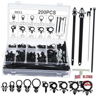 pcs Car Wire Loom Routing Clips Push Mount Cable Tie Assortment 15 Sizes 200