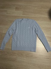 Cable-Knit Cotton Crew Neck Pullover Sweater Light blue Men