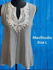 MAX STUDIO Womens  Striped Tank Top size Large
