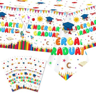 3 Pack Kindergarten Graduate Decorations Disposable Plastic Tablecloths Graduati
