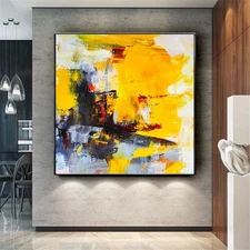 Nordic abstract decor painting modern hand-painted oil painting yellow orange