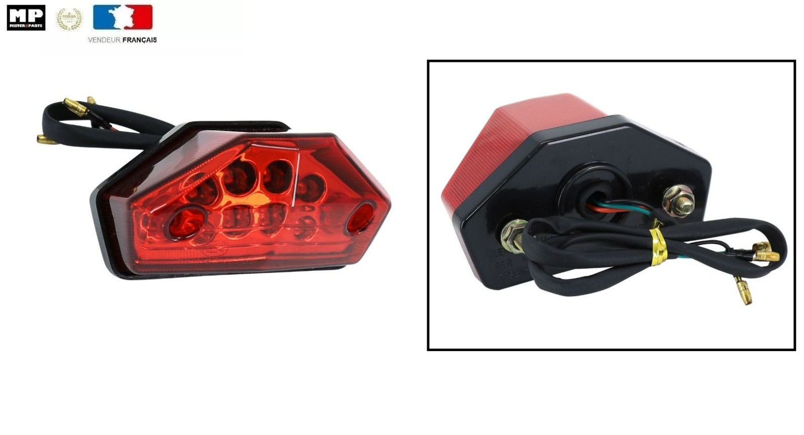 Feu arrière à Leds rouge anti-vibrations résistant pour Rieju MRT 50