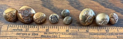 Royal Artillary British Army brass Buttons, mixed eras and types pre WW1 etc, x9 - Picture 17 of 17
