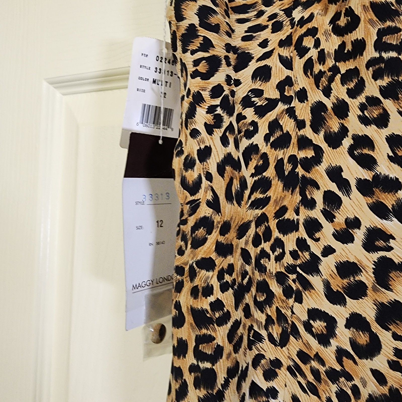 Rare Vintage 90's NOS Maggy London Brown Leopard Print Dress 100 percent Silk Size 12 image 5