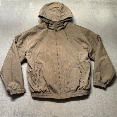 #ad #ad Cabelas Mens Large Brown Hooded Jacket Fleece Lined Full Zip Outdoor Winter Coat $40.50