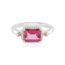 925 Sterling Silver Women Pink Topaz Ring Classic Halo Design With Modern Lines