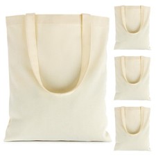 Canvas Tote Bag 4 Pack Reusable Cotton Shopping Bags Blank DIY Craft Tote Market