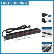 1.5U Rack Mount Power Strip - 8 Outlet Surge Protector with Individual Switches