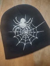 Black and White Spider Web Beanie Knit Hat Cap