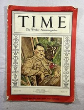 Time Magazine Adolf Hitler March 13th 1933, Vol. XXI No. 11  Good condition