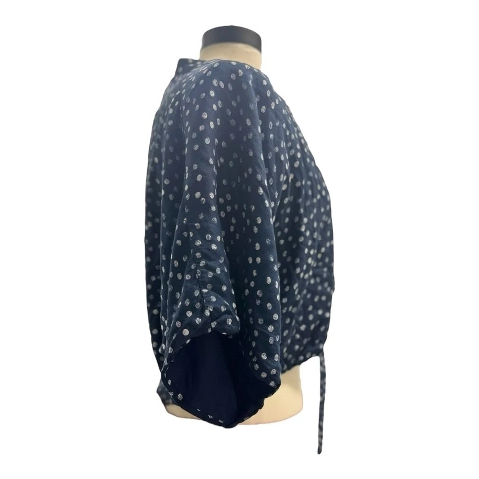 Roxy Kimono Azul Marino Lunares Natación Corbata Frontal Cubierta Top Grande Boho Verano Foto 2 de 4