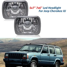 7 inch 7x6" Led Headlight  Clear Glass Blue Sealed Beam For Jeep Cherokee XJ YJ
