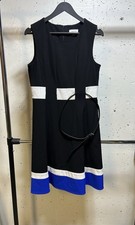 Calvin Klein Short Sleeve Dress Size 10 Pre-Owned Black, White, and Blue