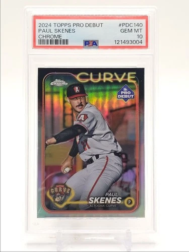 PAUL SKENES 2024 TOPPS CHROME PRO DEBUT REFRACTOR ERROR PSA 10 Q3391