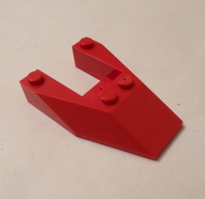 Lego x1 Red 4x6x1 Triple Wedge, 2x6 Cutout, No Stud Notches, 6153a (028-135)