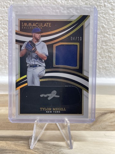 2022 Panini Immaculate - Eye Black Auto & Jersey Patch - Tylor Megill - #'d 4/10 - Picture 10 of 11