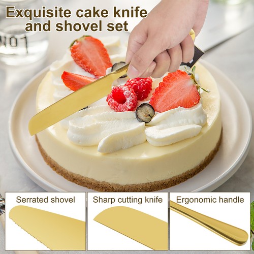 2Pcs Wedding Cake Cutter and Server Set Stainless Steel Cake Cutting Set paRtz - Picture 2 of 11
