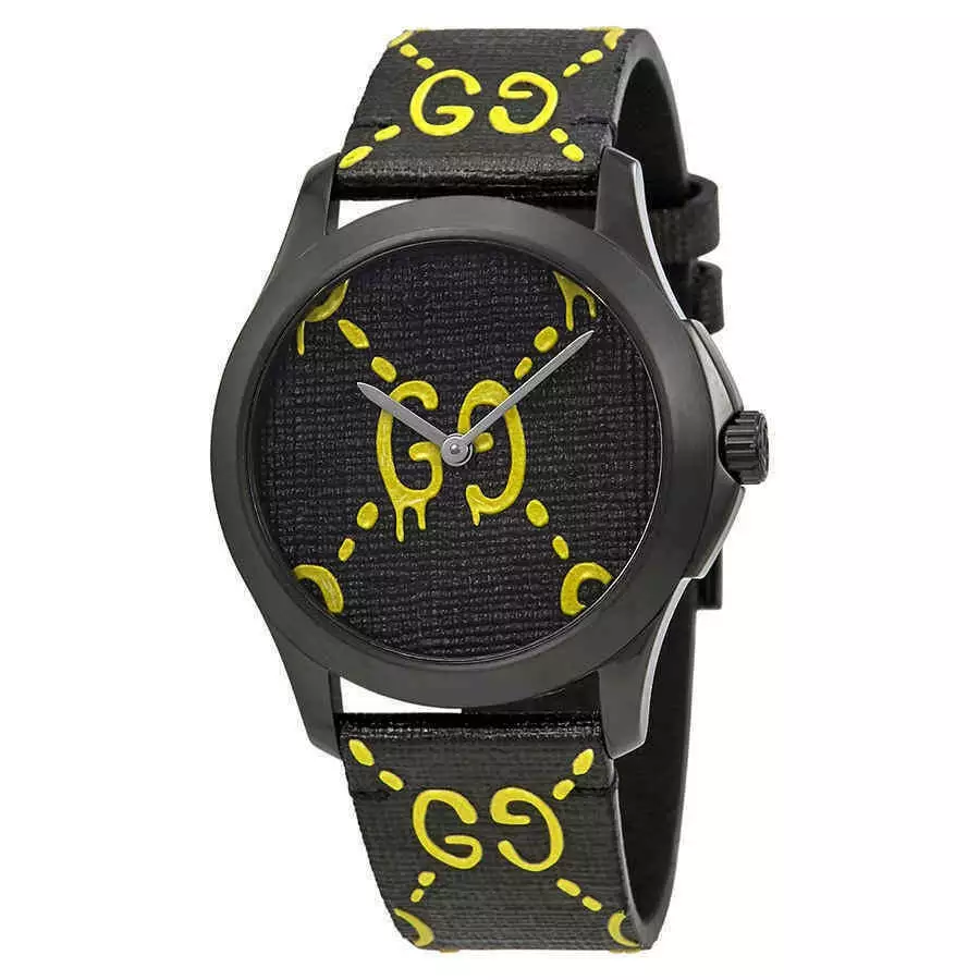 Montre homme Gucci YA1264019 Ghost G Timeless 38 mm caoutchouc noir