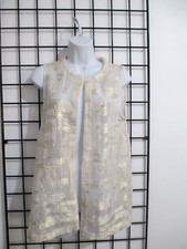 "NEW" CHICO'S / ORG 149 SIZE O / 4 METALLIC GOLD WHITE OPEN BLAZER TOPPER