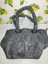 Bath  Body Works VIP Satin Steel Gray Shoppers Puffer Tote Bag Zip Top Purse
