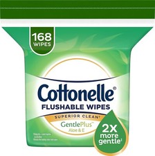Cottonelle GentlePlus Flushable Wet Wipes with Aloe  Vitamin E, 168 Wipes per P