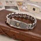 New Men's Gift Solid copper Heavy Thick Cuban Lion head Chain Retro Bracelet