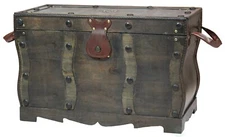 New Antique Style Distressed Wooden Pirate Treasure Chest, Coffee Table Trunk