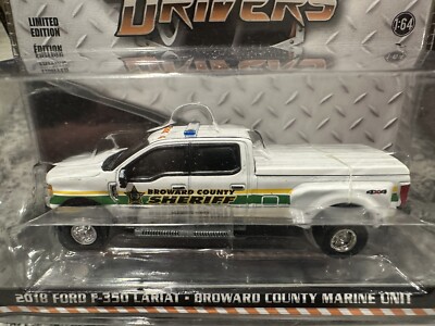 2018 Broward County Sheriff  Marine Unit 1/64 Scale Greenlight Ford F-350 Dually