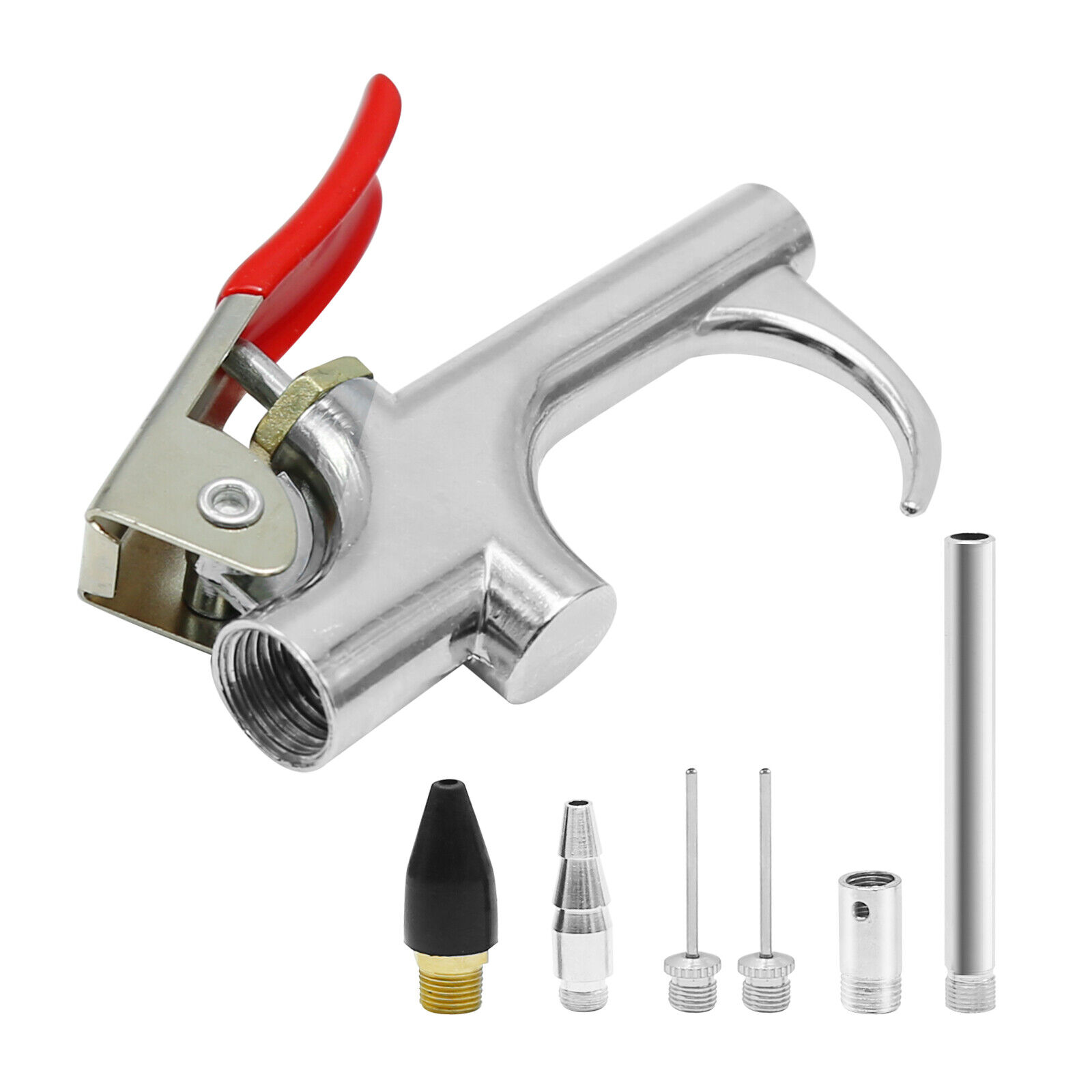 Air Blow Gun Compressor Tip Needle Inflation Tools W/ 5 Intercha
