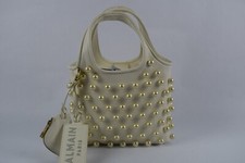 NWT Authentic Balmain B-Army Pearl Grocery Bag Cream Chain Tote Small PARIS