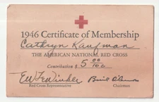 1946 Red Cross Membership Card & Calendar Post WW2 WWII