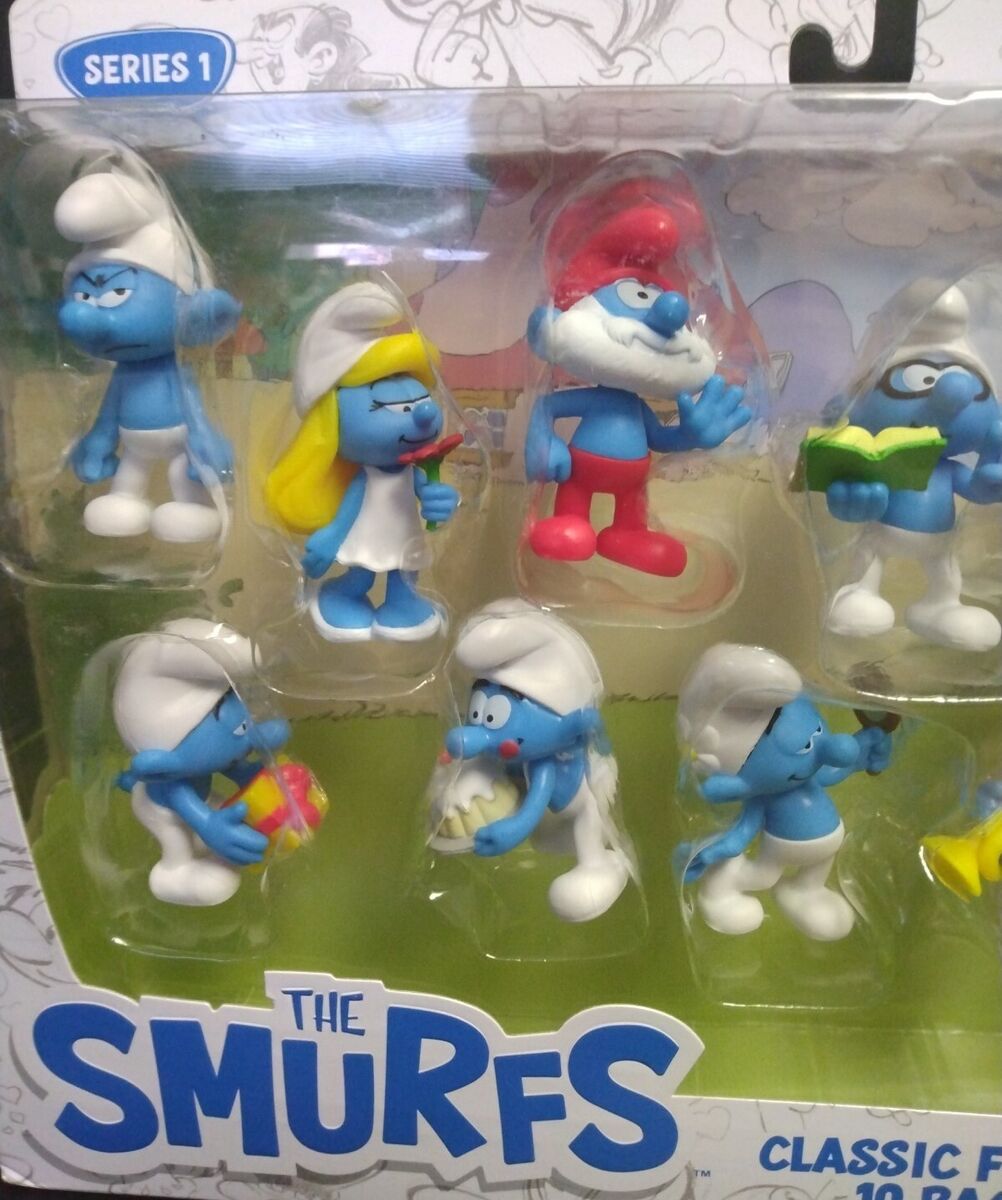 The Smurfs 40TH Anniversary Classic Figure 10 Pack - Features 2-Inch  Smurfette, Grouchy, Greedy, Papa Smurf, Brainy, Hefty, Vanity, Harmony,  Jokey