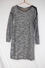 Athleta Black White Heathered Long Sleeve Retreat Sweater Dress Sz L