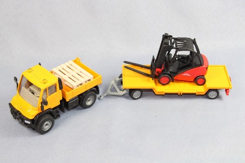 Siku 2522 Unimog mit Anhänger & Linde Gabelstapler Super-Serie im Maßstab 1/55