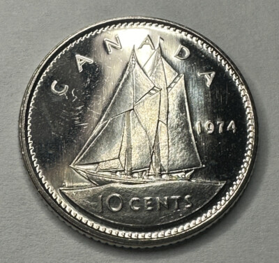 1974 Canadian 10Cent Dime Proof-Like Coin Uncirculated. Beautiful