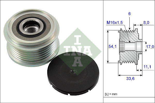 535 0059 10 Alternator Freewheel Clutch 6 Grooves Fits Citroen C2 Fiat Ford INA - Image 13