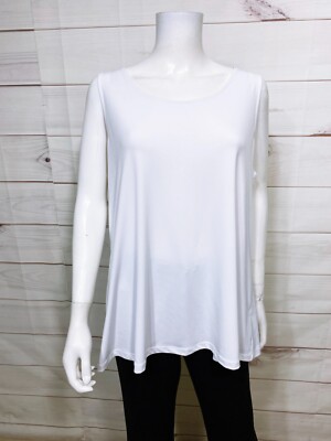 Susan Graver Modern Essentials Womens Top Size 1X White Stretch Sleeveless