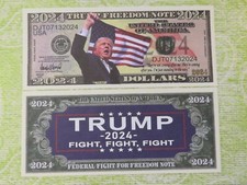 4 Bills: DONALD J. TRUMP 2024 Cut Ear .. Fight ~ $1,000,000 One Million Dollars