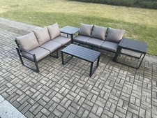 Fimous Aluminium Lounge Sofa Outdoor Garden Furniture Coffee Table Set Dark Grey
