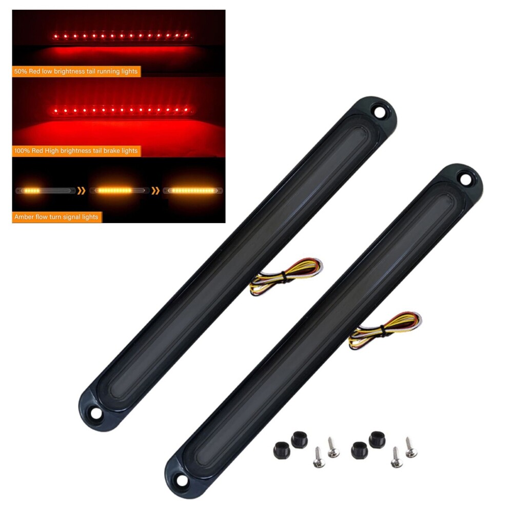 10" 30 LED Smoke Truck Trailer Stop Tail Rear Turn Brake Light Bar for