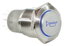 58 Car Truck Horn Stainless Steel Push Button Switch W Blue Led Light 16mm 12v 58 Car Truck Horn Stainless Steel Push Button Switch W Blue Led Light 16mm 12v