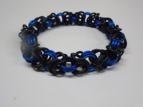 7.5" Chainmaille Stretch Bracelet Byzantine Pattern CHABYZ3NEOBLAAABLABLU16516 - Picture 3 of 3