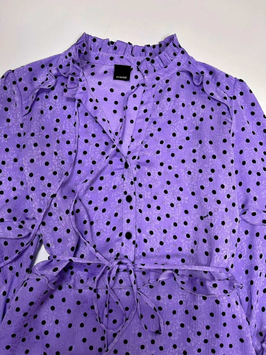 Pinko Dress Polka Dot Purple Womens Piccadilly Jaquard Size
