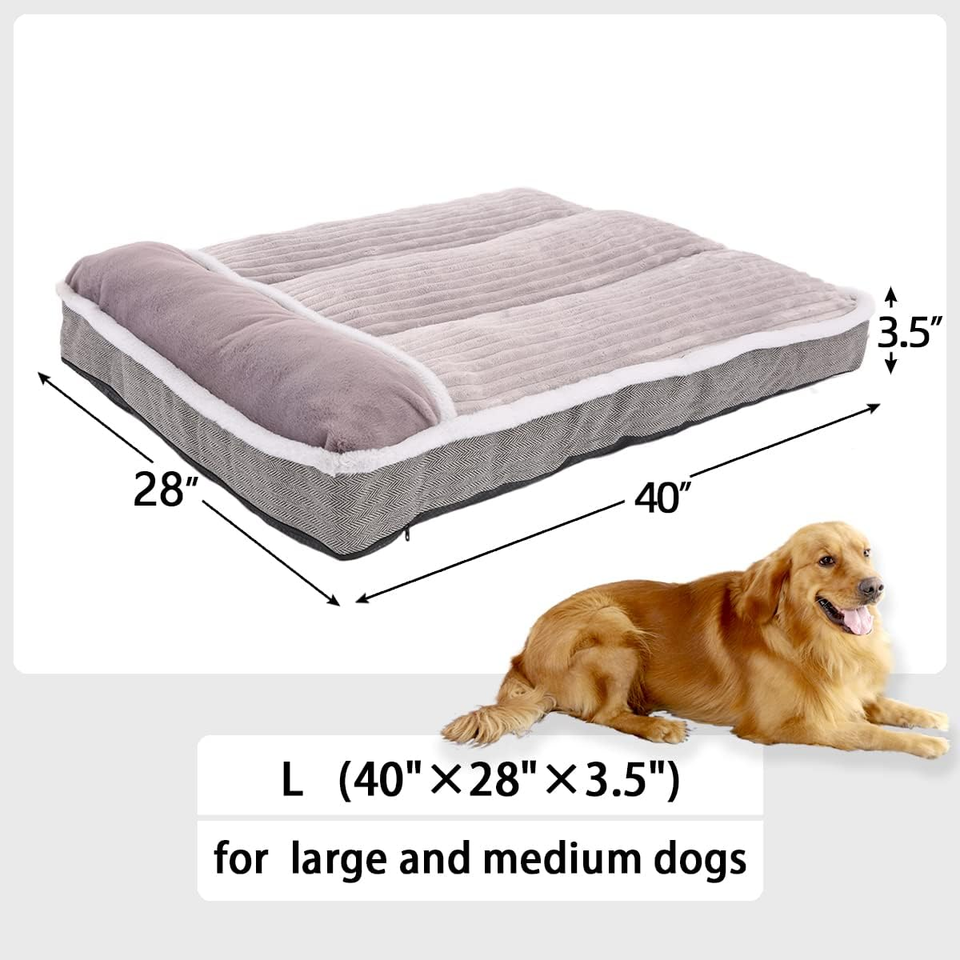 Large Dog Bed with Pillow for Crate Kennel, Sofa Dog Bed, Super Soft