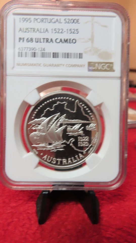 1995 Portugal - Australia 1522 - 1525 200 Escudos Silver Proof Coin NGC PR PF 69 - Image 3 of 4