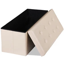 Ottoman Storage Footstool Foldable Entryway Bench 43.2" L 660 Capacity, Beige
