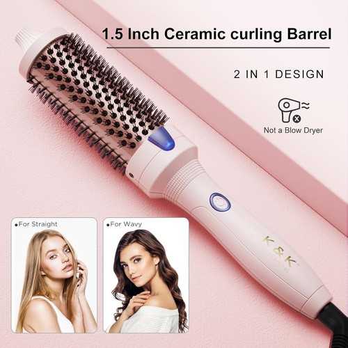 K&K Spazzola Termica 32mm Protezione Cheratina Fusto Riscaldato Volume Capelli Pettine Rosa - Foto 3 di 24