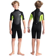 C-Skins Element 3:2 Junior Unisex Shortie Wetsuit - Black/Lime/Multi - M