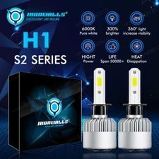 Pair H1 LED Headlight Bulb Conversion Kit Hi/Lo Beam 6500K 360000LM White Bright